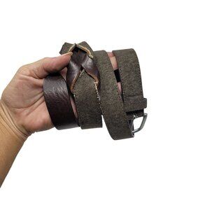 John Barritt Handmade Italian Brown Genuine Leather Woven Braided Belt Sz L